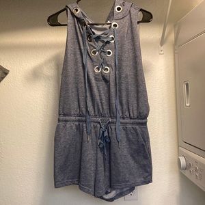 Essue Blue Hooded Romper Cover Up